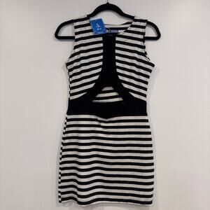 Black and White Striped Dress/Cover-up